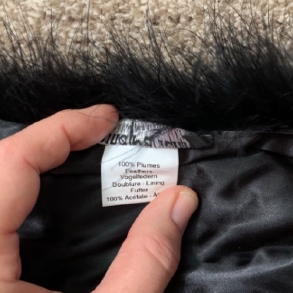 100% fur- Scarf-Fur- 100% ostrich feathers, plumes, stole, boa, collar, black - Picture 10 of 11